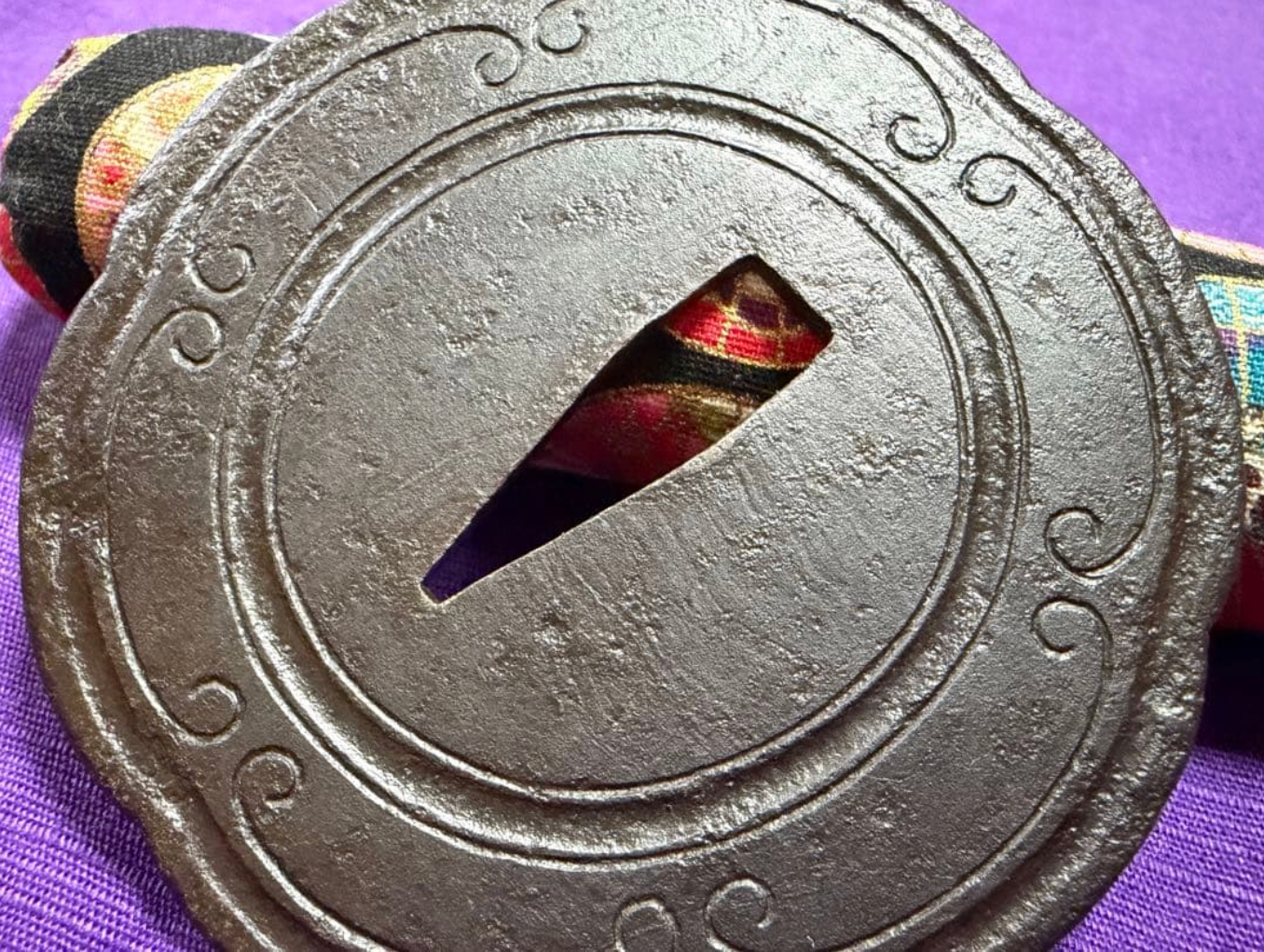 Tsuba Iron Ground Quince-Shaped Enjyu Kunihide Edo 1800s NBTHK Certificate