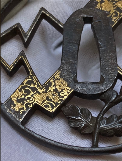 Iron Sukashi Tsuba Shouami Edo era 1600s with NBTHK Tokubetsu Hozon Tosogu