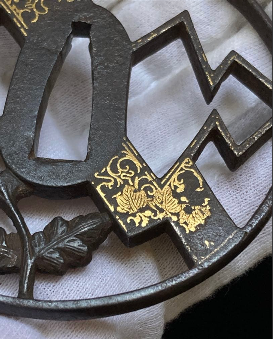 Iron Sukashi Tsuba Shouami Edo era 1600s with NBTHK Tokubetsu Hozon Tosogu