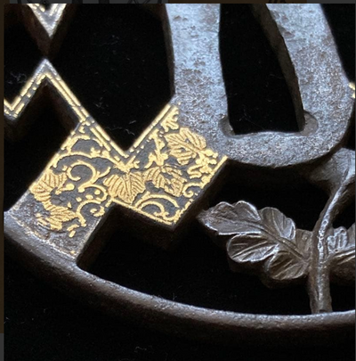 Iron Sukashi Tsuba Shouami Edo era 1600s with NBTHK Tokubetsu Hozon Tosogu
