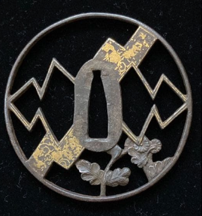 Iron Sukashi Tsuba Shouami Edo era 1600s with NBTHK Tokubetsu Hozon Tosogu