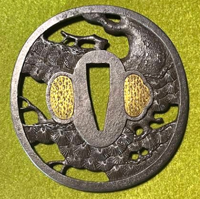Shouzu Sukashiba Tsuba 松樹透鐔 Muromachi era 1400s with NBTHK Tokubetsu Kichou Tosogu