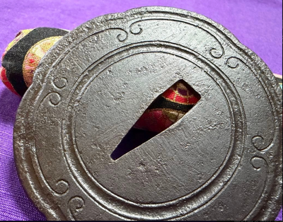 Tsuba Iron Ground Quince-Shaped  Enjyu Kunihide Edo 1800s NBTHK Certificate