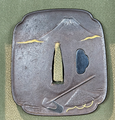 Fugaku Fukei Tsuba (Fugaku Landscape Design Tsuba) 1800s Edo NBTHK